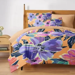 100% Cotton Floral Tropical Series Duvet Cover 3-Piece Set for Summer Soft Skin Friendly Long Lasting