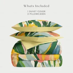 100% Cotton Floral Tropical Series Duvet Cover 3-Piece Set for Summer Soft Skin Friendly Long Lasting