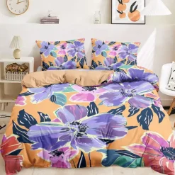 100% Cotton Floral Tropical Series Duvet Cover 3-Piece Set for Summer Soft Skin Friendly Long Lasting