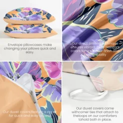 100% Cotton Floral Tropical Series Duvet Cover 3-Piece Set for Summer Soft Skin Friendly Long Lasting