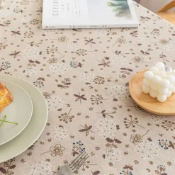 100% Cotton Fringed Tablecloth with Tassel Floral Plant