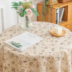 100% Cotton Fringed Tablecloth with Tassel Floral Plant