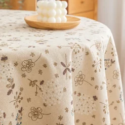 100% Cotton Fringed Tablecloth with Tassel Floral Plant