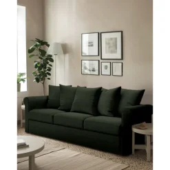 100% Cotton Slipcover 3-Seat Sofa Cover Solid Color Slipcover GRONLcover LITB PRIME cover