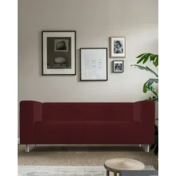 100% Cotton Sofa Cover Burgundy Solid Color Quilted Slipcovers KLIPPcover LITB PRIME cover