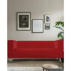 100% Cotton Sofa Cover Burgundy Solid Color Quilted Slipcovers KLIPPcover LITB PRIME cover