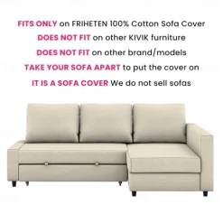100% Cotton Sofa Cover with Storage Slipcovers Quilted Sofa Bed Cover Solid Color FRIHETcover LITB PRIME cover