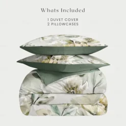 100% Cotton White Flower Plush Cloth Duvet Cover 3-Piece Set for Summer Soft Skin Friendly Long Lasting Comfy Lightweight