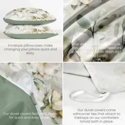 100% Cotton White Flower Plush Cloth Duvet Cover 3-Piece Set for Summer Soft Skin Friendly Long Lasting Comfy Lightweight