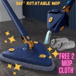 360 Degree Rotatable Adjustable Cleaning Mop - Imitation Hand Twist Quick Dry Mop, Extendable Triangle Mop 360° Rotatable Adjustable 130 cm Cleaning Mop