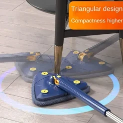 360 Degree Rotatable Adjustable Cleaning Mop - Imitation Hand Twist Quick Dry Mop, Extendable Triangle Mop 360° Rotatable Adjustable 130 cm Cleaning Mop