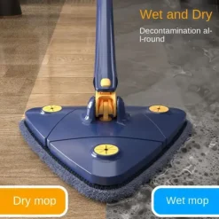 360 Degree Rotatable Adjustable Cleaning Mop - Imitation Hand Twist Quick Dry Mop, Extendable Triangle Mop 360° Rotatable Adjustable 130 cm Cleaning Mop