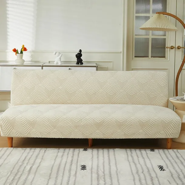 3 Different Sizes Jacquard Fabric Armless Sofa Bed Cover Sofa New Year Decor Slipcovers Stretch Protector Elastic Bench Cover