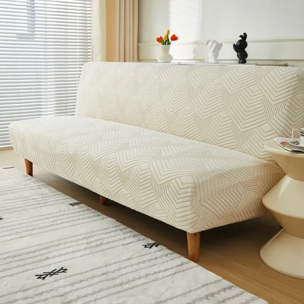 3 Different Sizes Jacquard Fabric Armless Sofa Bed Cover Sofa New Year Decor Slipcovers Stretch Protector Elastic Bench Cover