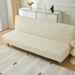 3 Different Sizes Jacquard Fabric Armless Sofa Bed Cover Sofa New Year Decor Slipcovers Stretch Protector Elastic Bench Cover