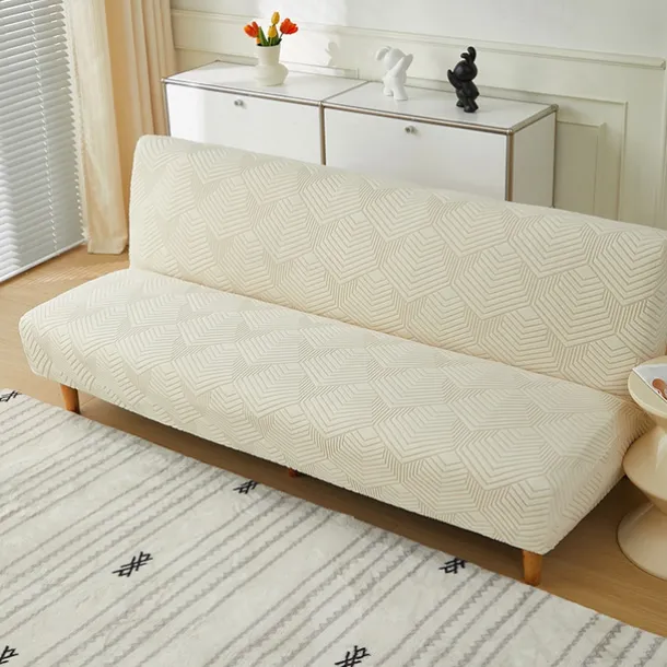 3 Different Sizes Jacquard Fabric Armless Sofa Bed Cover Sofa New Year Decor Slipcovers Stretch Protector Elastic Bench Cover