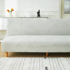 3 Different Sizes Jacquard Fabric Armless Sofa Bed Cover Sofa New Year Decor Slipcovers Stretch Protector Elastic Bench Cover
