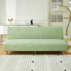 3 Different Sizes Jacquard Fabric Armless Sofa Bed Cover Sofa New Year Decor Slipcovers Stretch Protector Elastic Bench Cover