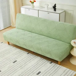 3 Different Sizes Jacquard Fabric Armless Sofa Bed Cover Sofa New Year Decor Slipcovers Stretch Protector Elastic Bench Cover