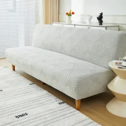 3 Different Sizes Jacquard Fabric Armless Sofa Bed Cover Sofa New Year Decor Slipcovers Stretch Protector Elastic Bench Cover