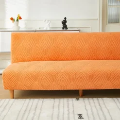 3 Different Sizes Jacquard Fabric Armless Sofa Bed Cover Sofa New Year Decor Slipcovers Stretch Protector Elastic Bench Cover