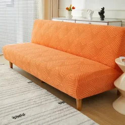 3 Different Sizes Jacquard Fabric Armless Sofa Bed Cover Sofa New Year Decor Slipcovers Stretch Protector Elastic Bench Cover