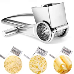 1/2/3/4 Drums Blades Rotary Cheese Grater Cheese Cutter Slicer Stainless Steel Cheese Shredder Butter Nut Cutter Manual Spin Multifunctional Cheese Grinder Kitchen Gadgets