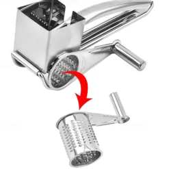 1/2/3/4 Drums Blades Rotary Cheese Grater Cheese Cutter Slicer Stainless Steel Cheese Shredder Butter Nut Cutter Manual Spin Multifunctional Cheese Grinder Kitchen Gadgets