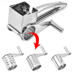 1/2/3/4 Drums Blades Rotary Cheese Grater Cheese Cutter Slicer Stainless Steel Cheese Shredder Butter Nut Cutter Manual Spin Multifunctional Cheese Grinder Kitchen Gadgets