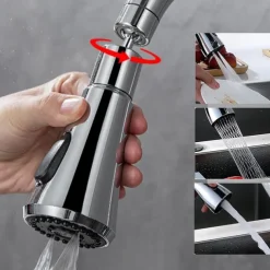 3 Functions Spray Head 360 Swivel Faucet Spayer Head G1/2 Water-saving Sink Aerator for Kitchen Faucet Replacement Spray Head