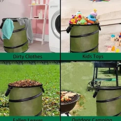 30 Gallon Collapsible Container Gardening Bag, Camping Trash Can, Pop-Up Trash Can/Recycle Bin, Car Garbage Can, Reusable Outdoor Trash Garden Yard Trash Bag, Foldable Camping Recycling Bin