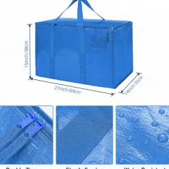 24 Gallon Extra Large Heavy Duty Foldable Moving Bags with Zipper And Stronger Handle, Can Be Carried And Moved, Foldable, Suitable For Moving, Traveling, Dormitory Storage, Waterproof Material
