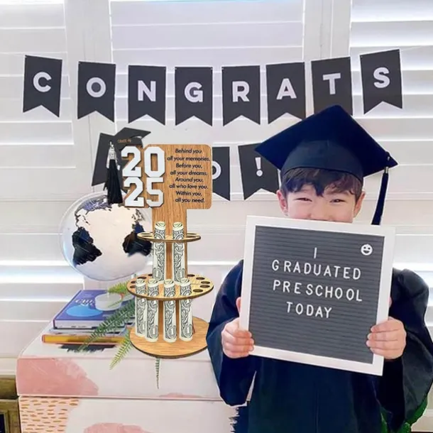 2025 Graduation Money Holder for Cash, Graduation Gift Creative Wooden Graduation Wallet, Unique Gift for Graduation Season and Celebrations