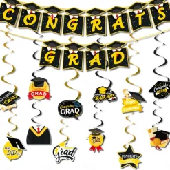 2025 Graduation Party Decorations, Graduate Themed Banner, Spiral Hanging Decorations, Balloon Set for Graduation Ceremony Celebration