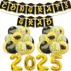 2025 Graduation Party Decorations, Graduate Themed Banner, Spiral Hanging Decorations, Balloon Set for Graduation Ceremony Celebration