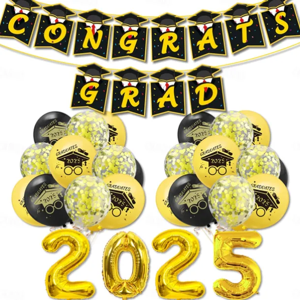 2025 Graduation Party Decorations, Graduate Themed Banner, Spiral Hanging Decorations, Balloon Set for Graduation Ceremony Celebration
