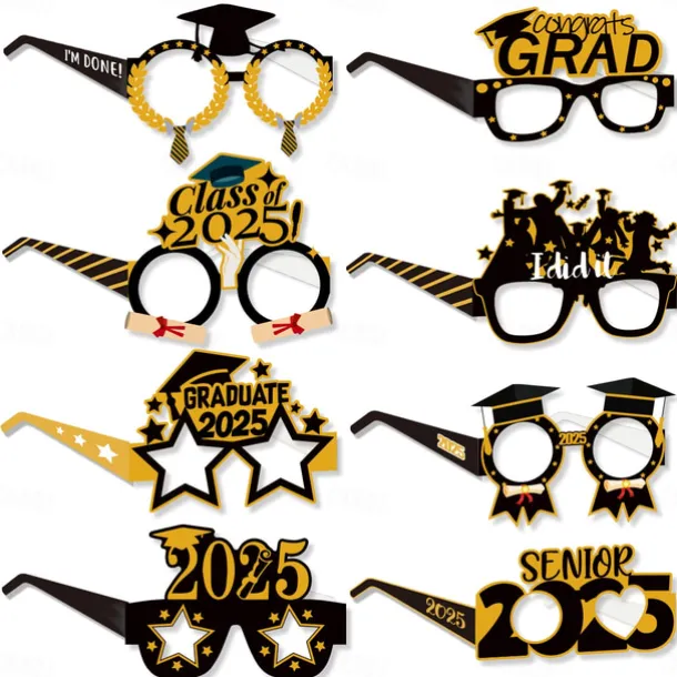 2025 Graduation Season Glasses Decoration Set, Fun Photo Props for Graduation Party Celebrations and Picture Taking