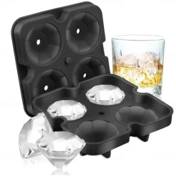 4 Grid Diamond Ice Cube Tray Reusable Ice Cubes Maker Silicone Ice Cream Molds Form Chocolate Mold Whiskey Party Bar Tools