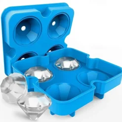 4 Grid Diamond Ice Cube Tray Reusable Ice Cubes Maker Silicone Ice Cream Molds Form Chocolate Mold Whiskey Party Bar Tools