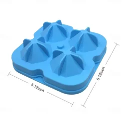 4 Grid Diamond Ice Cube Tray Reusable Ice Cubes Maker Silicone Ice Cream Molds Form Chocolate Mold Whiskey Party Bar Tools