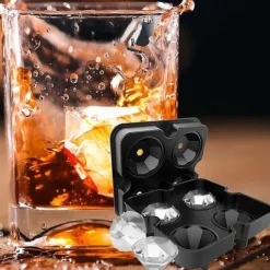 4 Grid Diamond Ice Cube Tray Reusable Ice Cubes Maker Silicone Ice Cream Molds Form Chocolate Mold Whiskey Party Bar Tools