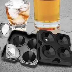 4 Grid Diamond Ice Cube Tray Reusable Ice Cubes Maker Silicone Ice Cream Molds Form Chocolate Mold Whiskey Party Bar Tools