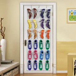 24 Grid Shoes Organizer Rack for Room Over Door Hanging Storage Holder Rack Bedroom Closets Shoes Wall-mounted Storage Bag
