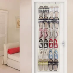 24 Grid Shoes Organizer Rack for Room Over Door Hanging Storage Holder Rack Bedroom Closets Shoes Wall-mounted Storage Bag