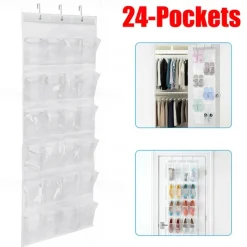 24 Grid Shoes Organizer Rack for Room Over Door Hanging Storage Holder Rack Bedroom Closets Shoes Wall-mounted Storage Bag