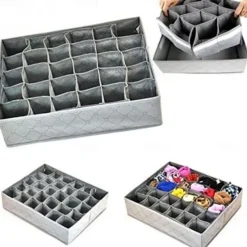 30 Grids Foldable Underwear Storage Box, Non Woven Fabric Multiple Cells Socks Organizer, Bras Drawer Organizer