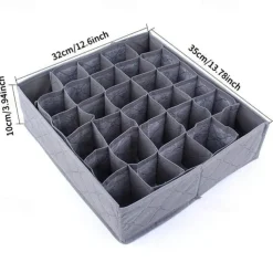 30 Grids Foldable Underwear Storage Box, Non Woven Fabric Multiple Cells Socks Organizer, Bras Drawer Organizer