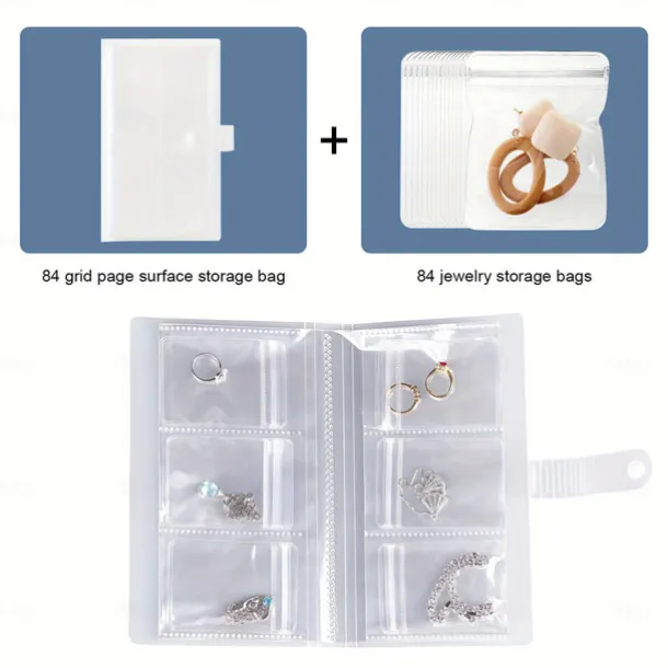 84 Grids/1 Set or 160 Grids with Small Pouches Jewelry Storage Box: Earrings, Anti-oxidation Rings, Bracelets, Transparent Dust-proof Storage Bags for Necklaces, Accessories, Sealed Bags for Jewelry Preservation