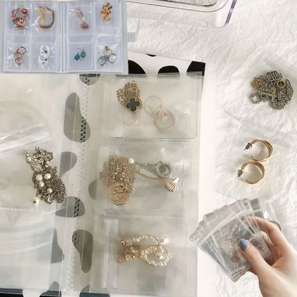 84 Grids/1 Set or 160 Grids with Small Pouches Jewelry Storage Box: Earrings, Anti-oxidation Rings, Bracelets, Transparent Dust-proof Storage Bags for Necklaces, Accessories, Sealed Bags for Jewelry Preservation