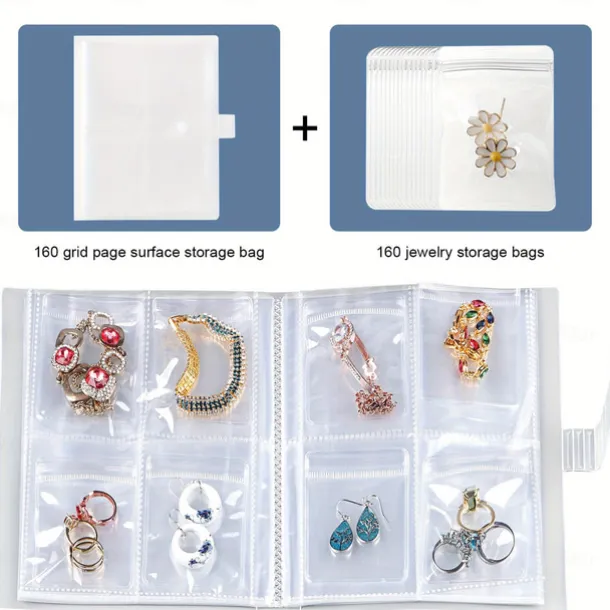 84 Grids/1 Set or 160 Grids with Small Pouches Jewelry Storage Box: Earrings, Anti-oxidation Rings, Bracelets, Transparent Dust-proof Storage Bags for Necklaces, Accessories, Sealed Bags for Jewelry Preservation